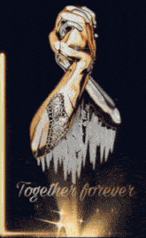 a drawing of a couple holding hands with the words together forever