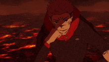a drawing of a man with red hair and a black jacket
