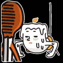 a cartoon of a candle with a comb and a screwdriver