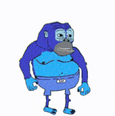 a cartoon of a gorilla surrounded by blue monkeys with the word rom on his underwear