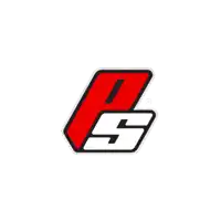 a red and white logo with the letter s on the bottom