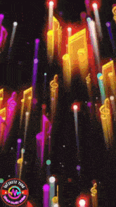 a colorful background with a logo for infinite tune where music meets