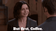 Greys Anatomy Amelia Shepherd GIF - Greys Anatomy Amelia Shepherd But First Coffee GIFs