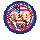 a make america healthy again sticker with two men
