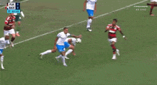 a soccer game is being played on a field with a scoreboard that says fla bah 0