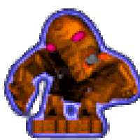 a pixel art of a monster with a purple border