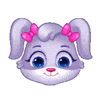 a cartoon rabbit with a pink bow on her ears