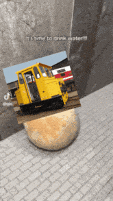 a picture of a train with the words it 's time to drink water
