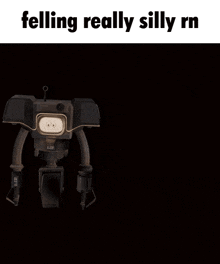a picture of a robot with the words " felling really silly rn " above it