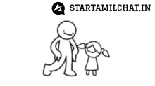 a black and white drawing of a man kicking another man with the words starttamilchat.in below it
