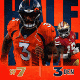 a poster for a football game between the broncos and the 49ers