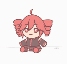 a drawing of a girl with red hair and the letters ayra below it