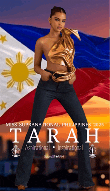 a miss supranational philippines poster for tarah aspirational inspirational