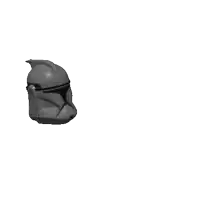 a clone trooper helmet with a blue light behind it on a white background