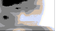a pixelated image of a person 's face with the letters a and b visible