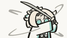a cartoon of a girl holding a sword in her hand