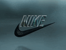 a nike logo is displayed on a dark background