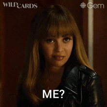 a woman in a black leather jacket says you 're inviting me ?