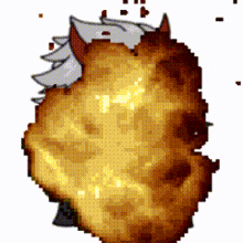 a pixel art drawing of a fried food item with a cartoon character on it