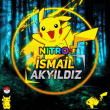 a logo for nitro ismail akyildiz shows a pikachu