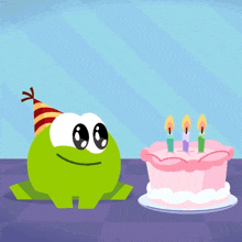 Blowing The Candles Om Nom GIF - Blowing The Candles Om Nom Cut The Rope GIFs