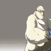 a cartoon drawing of a gorilla holding a blue can that says keep it
