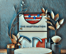 a painting of a bathroom with a sign that says " the misfitnation "