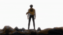 a man with a yellow jacket with a tiger on it