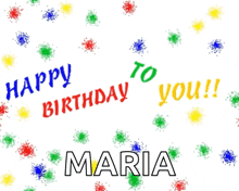 a birthday card for maria with balloons and green spots