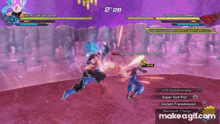a video game is being played on a computer and a person is fighting another person .