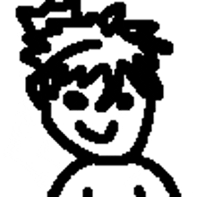 a black and white drawing of a man 's face with a smile on his face .