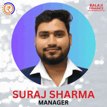 a picture of a man with the name suraj sharma manager
