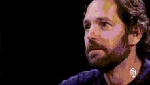 a pixelated image of a man with a beard and a bee around his neck