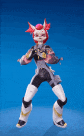 a cartoon character with a red head and a white body