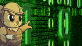 a cartoon owl is pointing to a green number 1