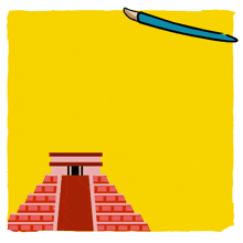 a yellow background with a drawing of a pyramid and the words feliz cinco de mayo