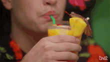 Sipping Tropical Drink GIF