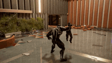 a video game scene with venom fighting a man