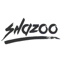 a logo for a company called shazoo with a brush stroke