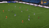 a soccer game is being played in a stadium with fedex advertisements on the sidelines