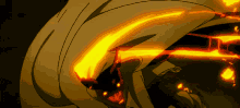 a cartoon drawing of a person with flames coming out of their eyes