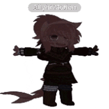 a cartoon character is holding a mask and has the name alight written on it .