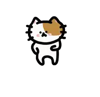 a drawing of a brown and white cat with a black outline on a white background
