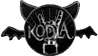 a black and white drawing of a bat with the word kodia on it