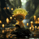 a small figurine with a tree growing out of it 's head