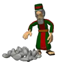 a cartoon of a man throwing a rock
