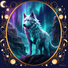 a painting of a wolf with the words meta ai on the bottom right