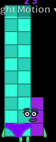 a cartoon character with a face is standing next to a row of blocks .