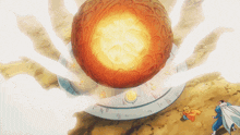 a cartoon drawing of a sphere with a circle around it