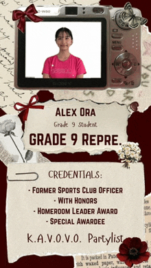 a picture of alex ora grade 9 student